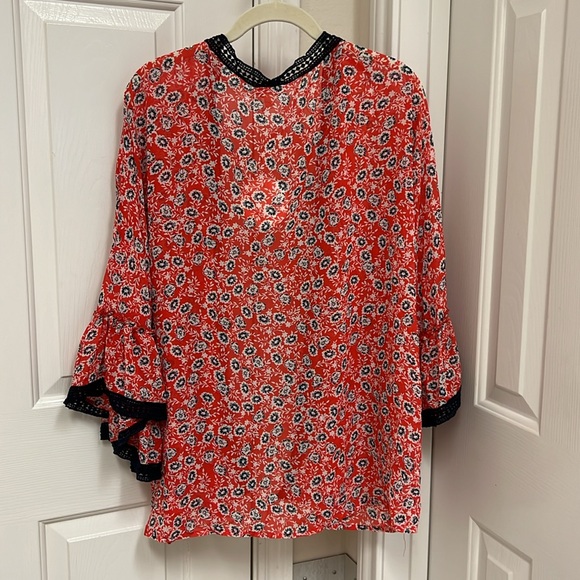 Umgee Red, Navy and White kimono Plus Sizes - Picture 5 of 6